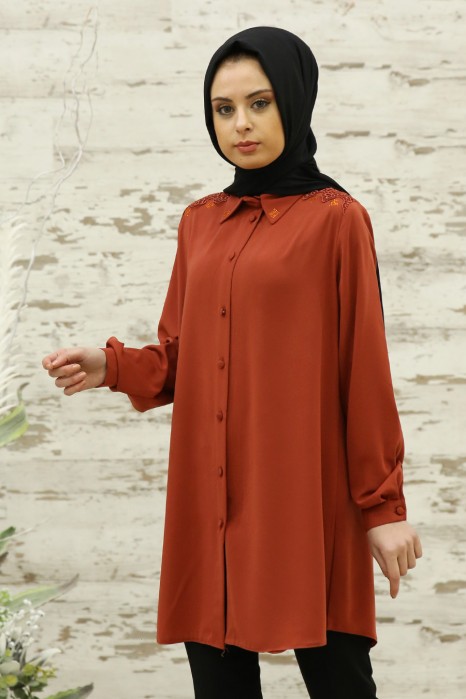BRICK COLOR TUNIC
